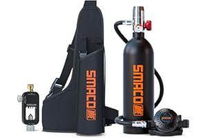 SMACO S400 1L Mini Scuba Tank Up to 20 Min Dive Time, Portable Diving Cylinder for Scuba Diving, Snorkeling &Emergency Rescue