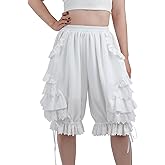 Nuoqi White Ruffle Bloomer for Women Cotton Victorian Pantaloons Knee Length Bloomer