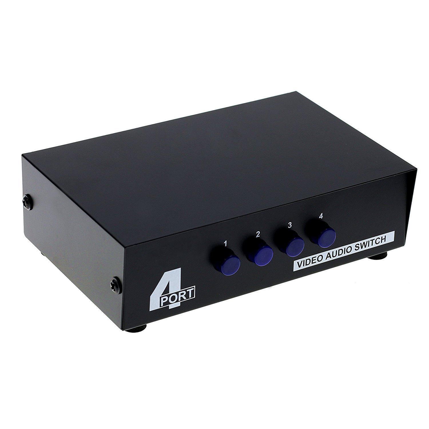 4-Way AV Switch RCA Switcher 4 in 1 Out Composite Video L/R Stereo Audio Selector Box for DVD STB Game Consoles, Standard RCA Connectors,4 Input 1 Output,4 DVD to 1 TV,4 Port Video Audio Av Switch — image 1