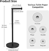 Topsky Free Standing Toilet Roll Holder Stainless Steel Anti Rust Black view 2