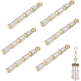 BENECREAT 6pcs Gold Plated Brass Cubic Zirconia Charms, Square Charms Connnecting Cubic Zirconia Pendants for DIY Earrings Bracelet Necklaces Jewelry Making