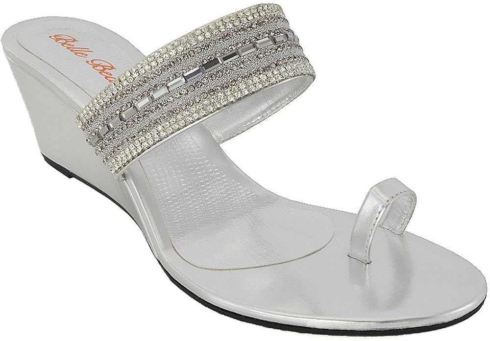 ladies sparkly wedge sandals