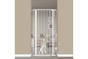 THEYFIRST 57" Extra Tall Cat Gate for Doorways, 29.1"-33.8" Tall Pet Gate for Cats Walk Through, Auto Close Tall Baby Gates with Door, Child Safety Gate Indoor Stairs, Cat Proof Gate for Dogs, White
