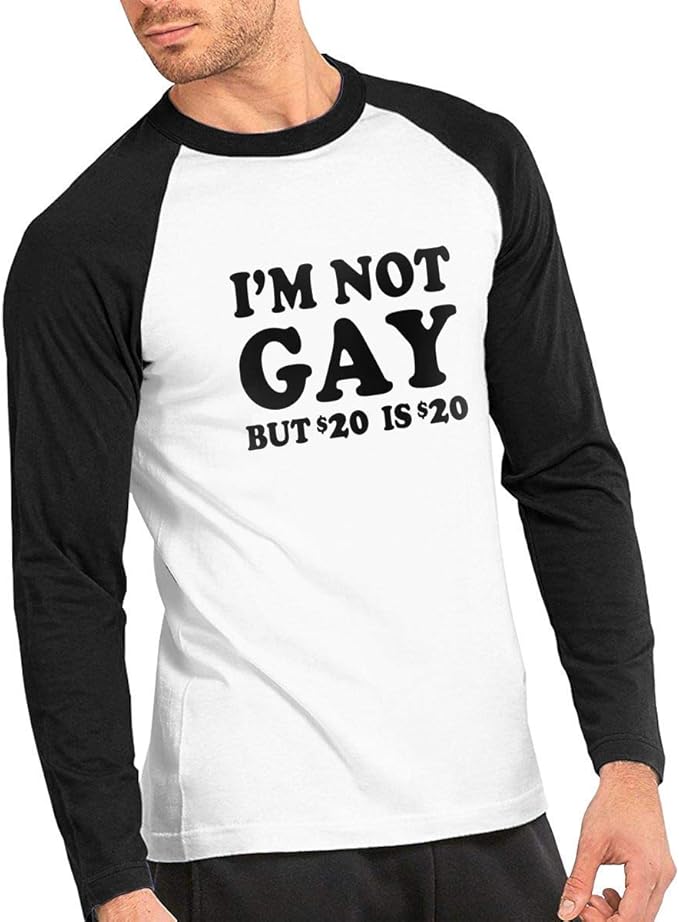 Baostic Camisetas y Tops Hombre Polos y Camisas, Im Not Gay But 20 Bucks is 20 Mens Baseball tee Shirts Long-Sleeve Mens Raglan Tops: Amazon.es: Ropa y accesorios