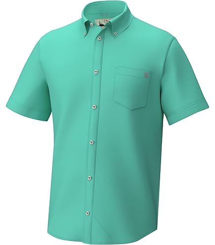 HUK Next Level Solid Long Sleeve Fishing Button Down Shirt for Men Next