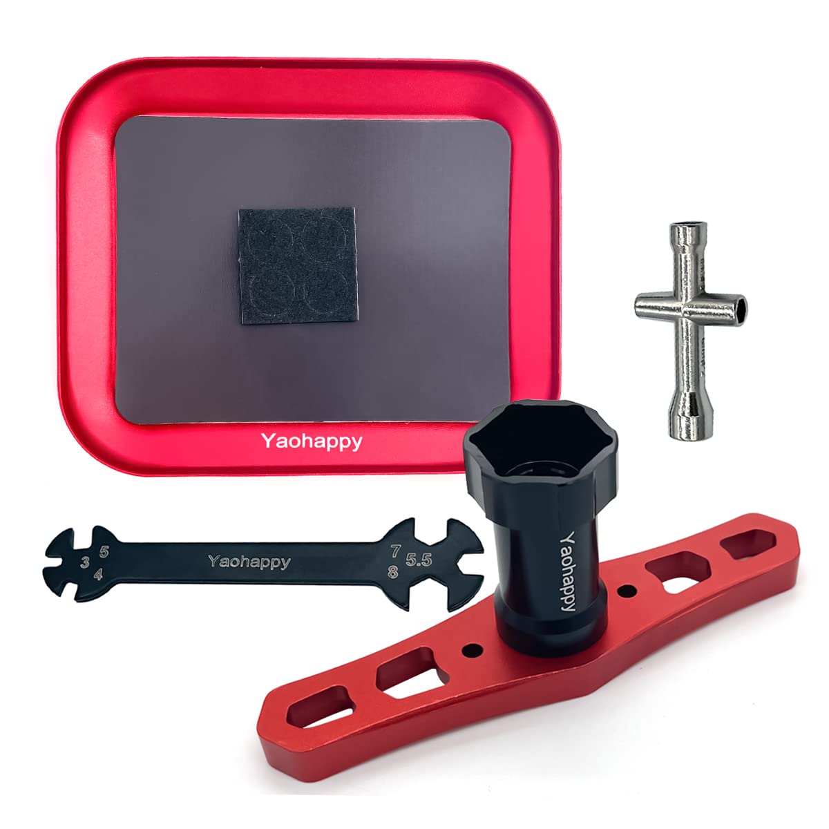 17mm Wheel Hex Wrench, 4/5/5.5/7mm 4-Way Cross Wrench Hex Socket Wheel Spanner Tools Hex Nut Driver, Turnbuckle Wrench Screw Tray for RC Car Truck Crawler Truggy Buggy Tires