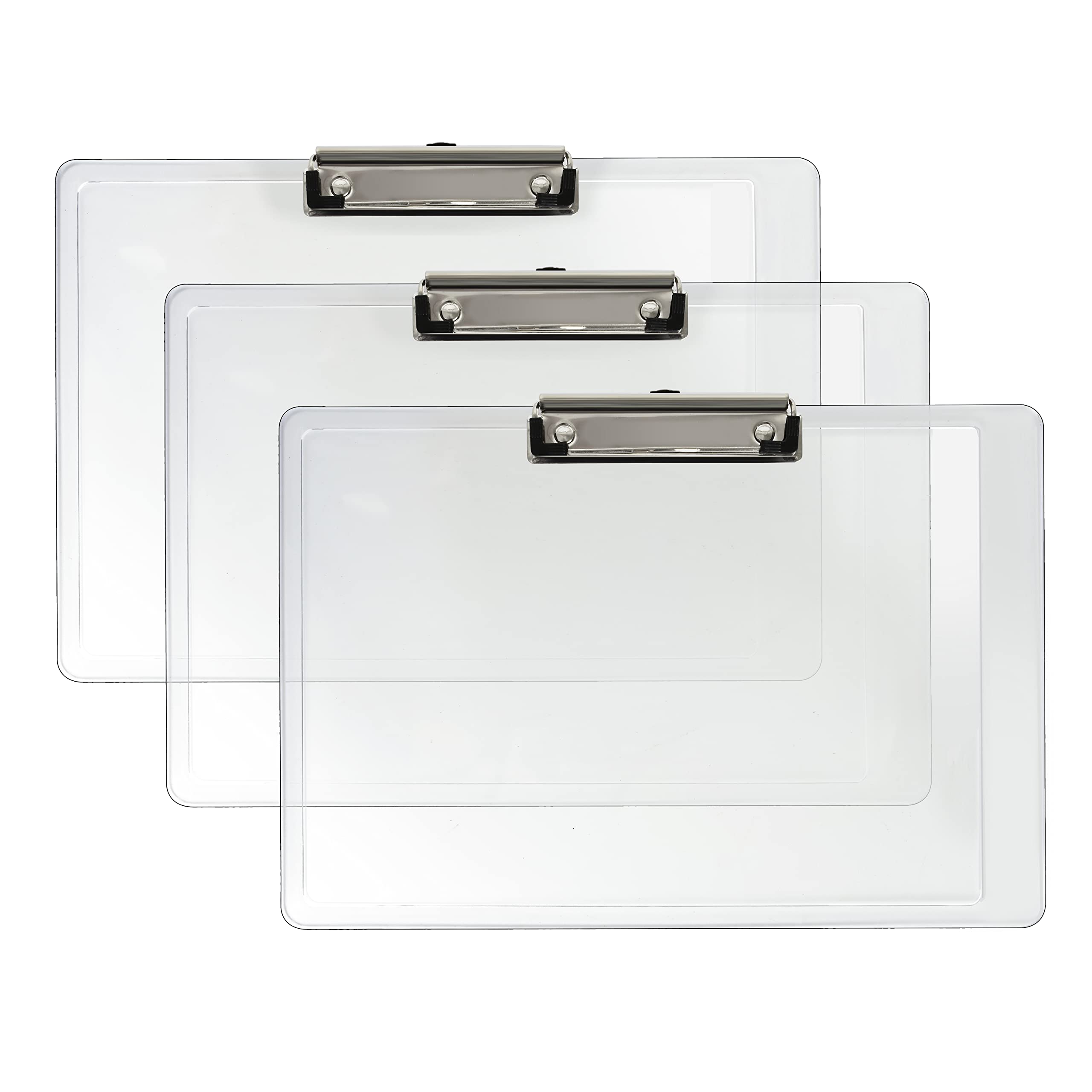 Acrimet Clipboard Landscape Letter Size A4 (23 cm x 34 cm) Low Profile Clip (Plastic) (Clear Crystal Color) (3 Pack)