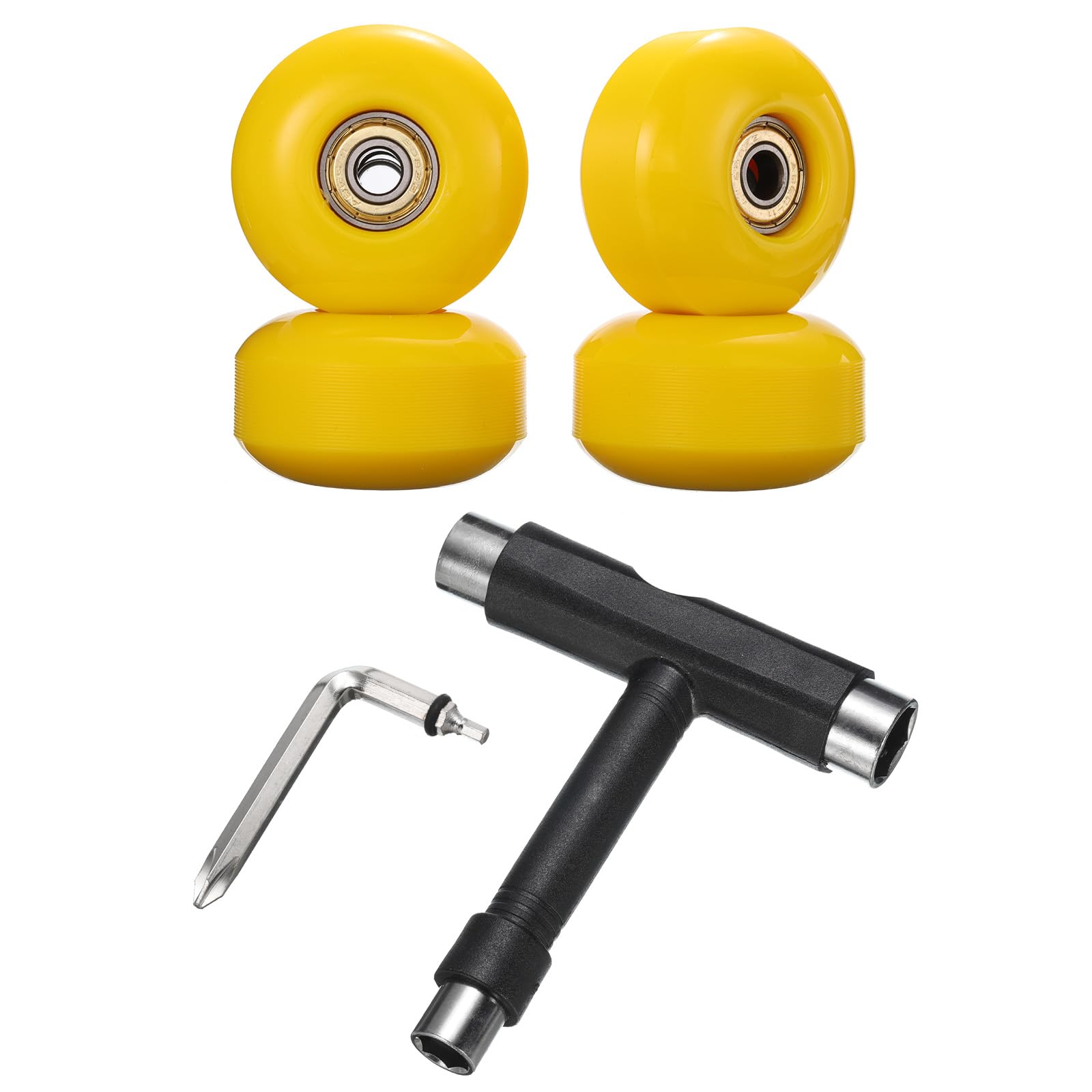 PATIKIL 52mm 95A Skateboard Wheels with Silver Bearings, 4 Pack Street Wheels with Skate Tool for Skateboards Tricks Cruiser Wheel Replacement, Yellow