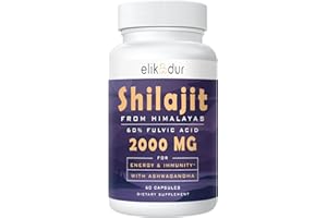 ELIKADUR 60,000 MG Shilajit Pure Himalayan Organic Capsules, 100% Gold Grade Shilajit for Men & Women, Himalayan Shilajit 85+ Trace Minerals & 60% Fulvic Acid for Energy Boost & Immune Support, 60 Capsules