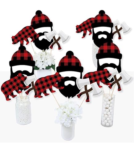Big Dot Of Happiness Lumberjack Party Centerpieces - 10 Buffalo Plaid Fold & Flare Table Decor