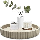 Large Resin Decorative Tray for Coffee Table, 11” Round Tray Decor for Living Room Coffee Table Centerpiece, Anti-Slip, Rust Prevention, Bandejas Decorativas