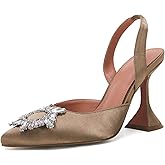 VETASTE Women's High Heel Crystal Slingback Pumps Pointed Toe Strappy Triangle Heeled Party Wedding Bride Pump Shoes