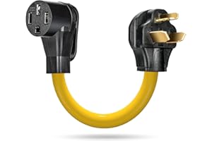 LAZMUMI NEMA 10-30P to 14-50R EV Charger Adapter Cord Compatible with EV, 125V/250V 3 Prong Dryer Outlet Male Plug to 50 Amp Female EV for Level 2 Charging