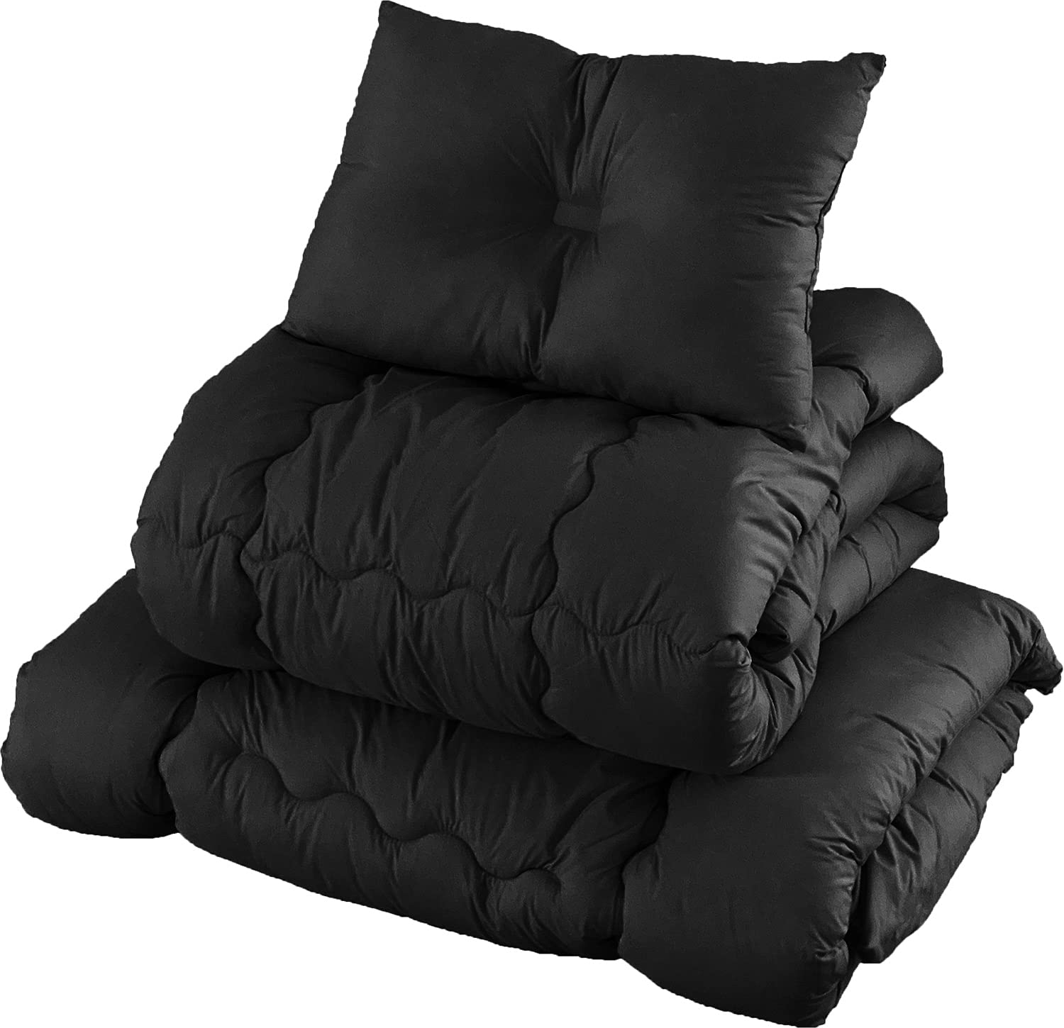 カグワールド 布団セット 軽量 4点 シングル 来客用 中綿重量 1.5kg 軽い ポリエステル 掛布団 ブラック商品画像