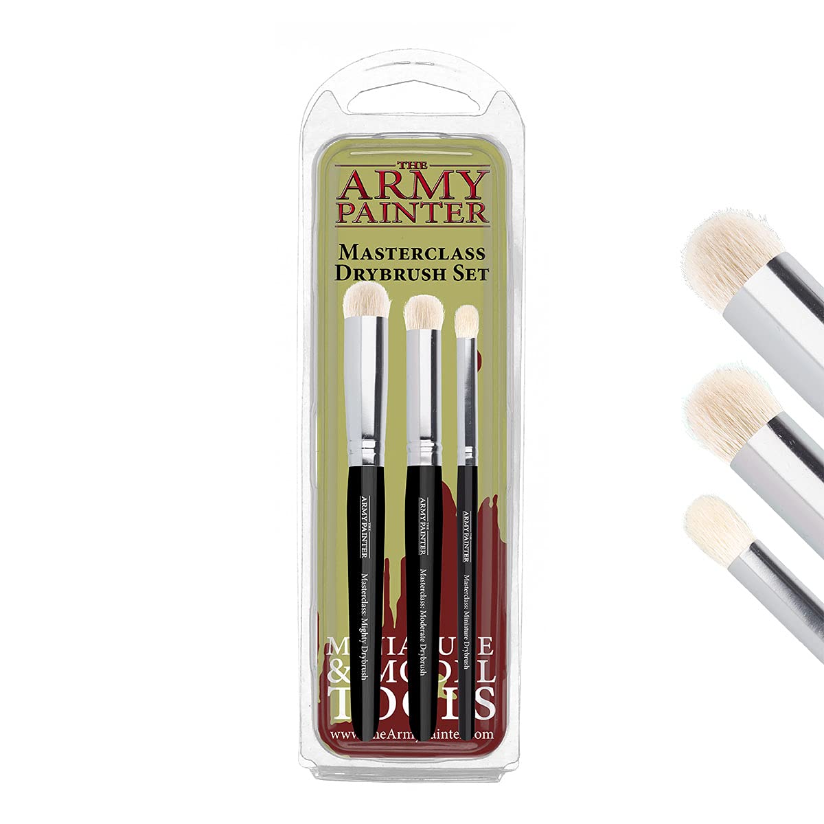 The Army Painter | Masterclass Drybrush Set | 3 Sizes Hobby Drybrushes | Goat Hair Brush Set | 15mm Mighty Drybrush, 12mm Moderate Drybrush