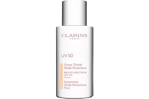 Clarins UV Plus Anti-Pollution, Broad Spectrum SPF 50 Tinted Face Sunscreen | Sheer Finish | Lightweight and Oil-Free | Tripl