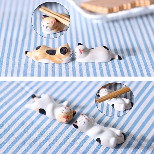 image for AUSPA 6pcs Chopsticks Holder, Cute Cat Chopsticks Rest Dinner Spoon St