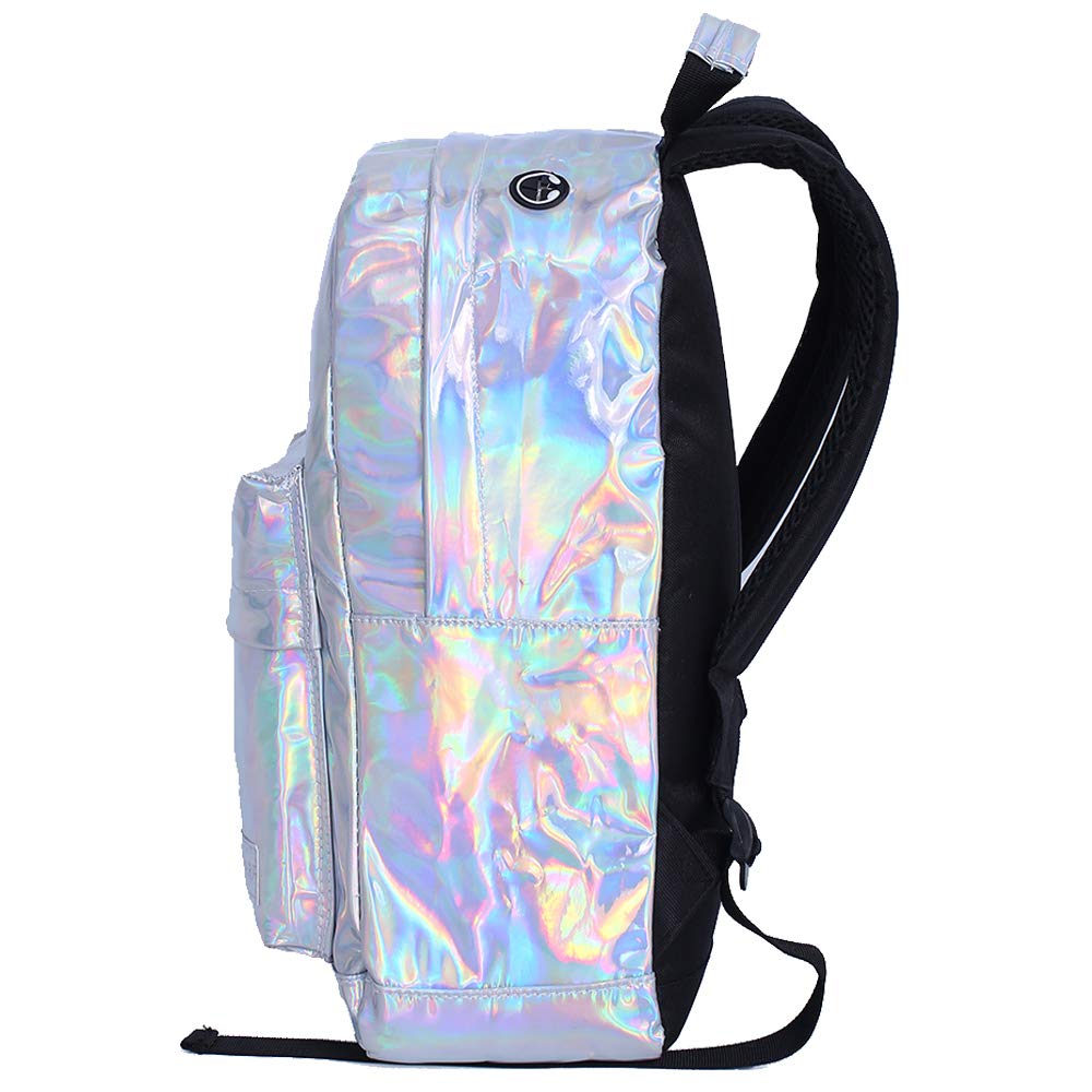 J.CARP Women\'s Backpack, Multipurpose Day Pack, Holographic Silver