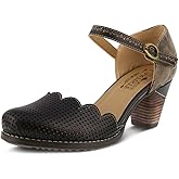 L'Artiste Parchelle Women's Hand Painted Leather D'Orsay Shoes with Strap