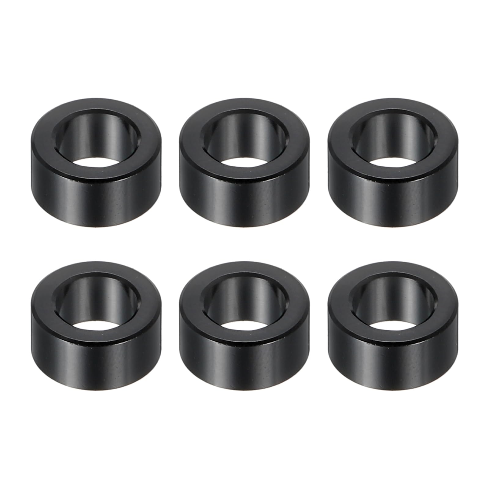 PATIKIL M6 Aluminum Spacers, 6 Pcs Metal Spacers Aluminum 6.2mm ID x 10mm OD x 5mm L Aluminum Spacer Screw Standoff Round for 1/4" or M6 Screw Bolts,Black