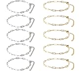 WOLVINA 10 PCS Charm Bracelet Making Kit with Gold Plated Chain for Jewelry Making, Adjustable Bracelet Chain for DIY Crafting and Gifting