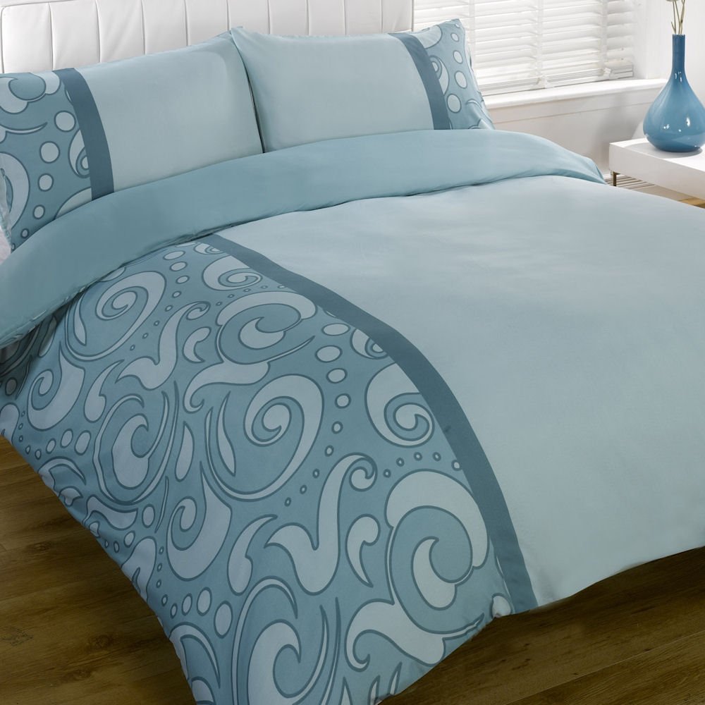 Barola Duck Egg Duvet Quilt Cover Set, King Bed Amazon.co.uk Kitchen