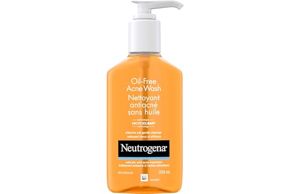 Neutrogena Oil-Free Acne Wash, Facial Cleanser with 2% Salicylic Acid Acne Treatment, Daily Oil-Free Acne Face Wash for Acne-