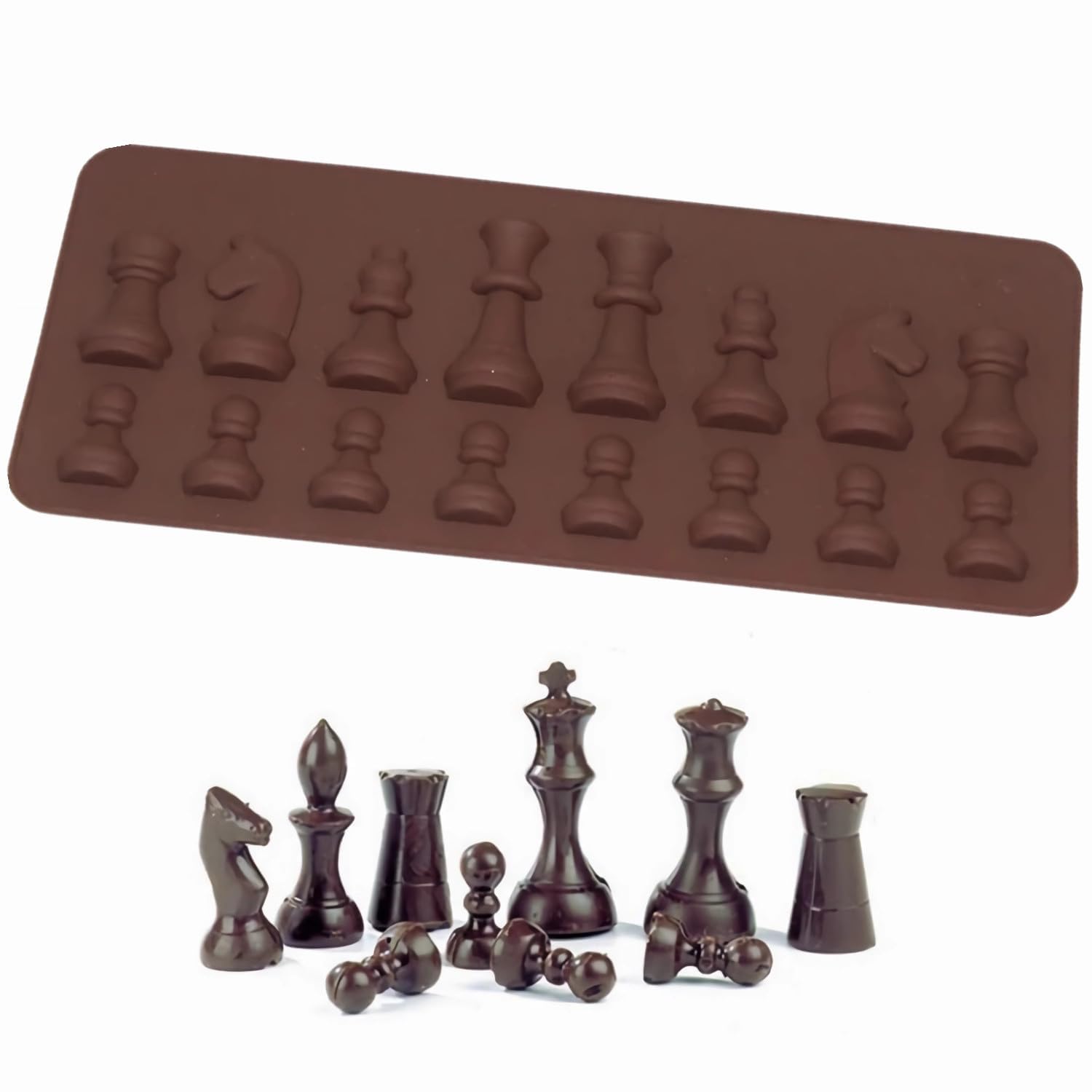 1PC Chocolate Mould Silicone, International Chess Shaped Chocolate Cake Ice Jelly Fondant Mold Non Stick Baking Mould for DIY Sweets Cake Topper Decoration Gifts
