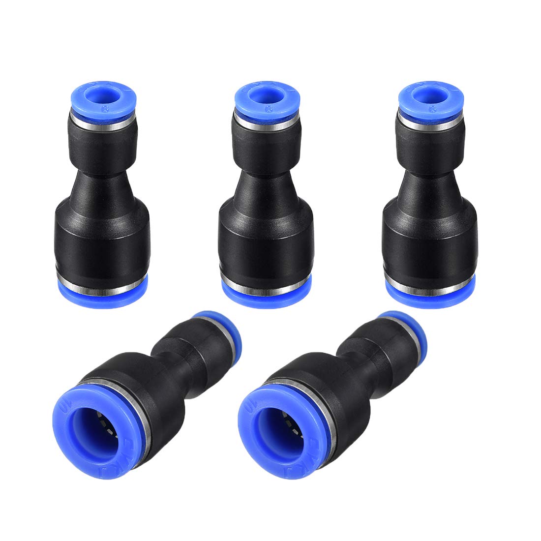 sourcing map 5pcs Push to Connect Fittings Tube Connect 25/64" -15/64" OD Reducing Straight Union Push Fit Fittings Tube Fittings Push Lock Blue