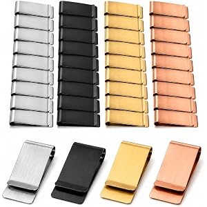 MINIHILL 40PCS Laser Engraving Blanks Money Clip, Stainless Steel Slim Cash Holders, 4 Colors Bulk Pack | Engraving Blanks fo