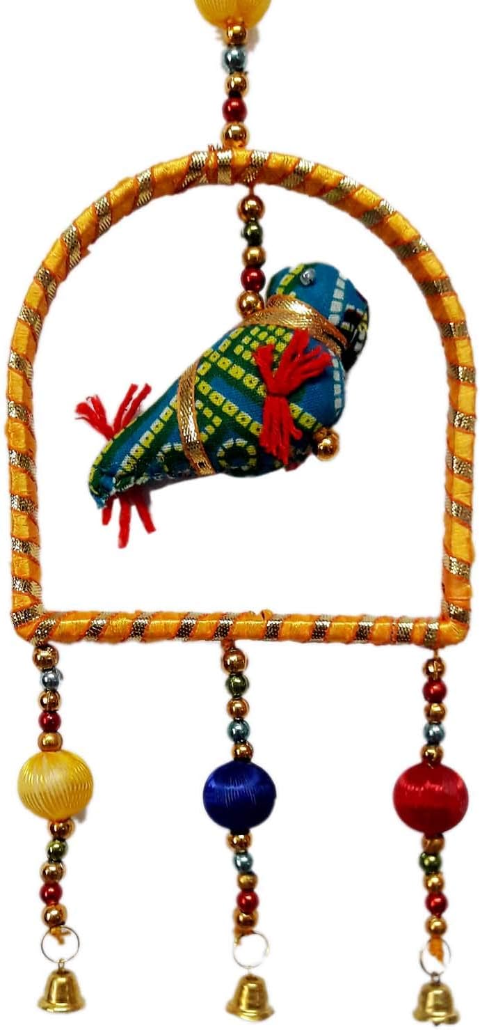 2dots Fabric & Wooden 1 Pcs. Sparrow with Bell Wall Hanging