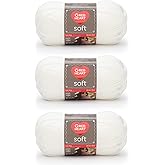 Red Heart Soft White Yarn - 3 Pack of 141g/5oz - Acrylic - 4 Medium (Worsted) - 256 Yards - Knitting/Crochet