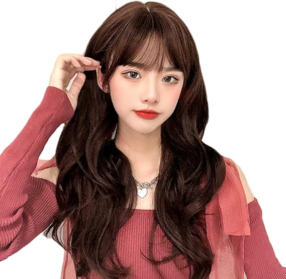 Amazon 風追い少女 ウィッグ ロング カール ウェーブ レディース フルウィッグ ぱっつん前髪 ロリータ 自然 耐熱 人気 小顔 ファッション ネット付き Wig フルウィッグ 通販