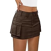 LILLUSORY Women Cargo Mini Skirt Denim Jean Dress with Pocket