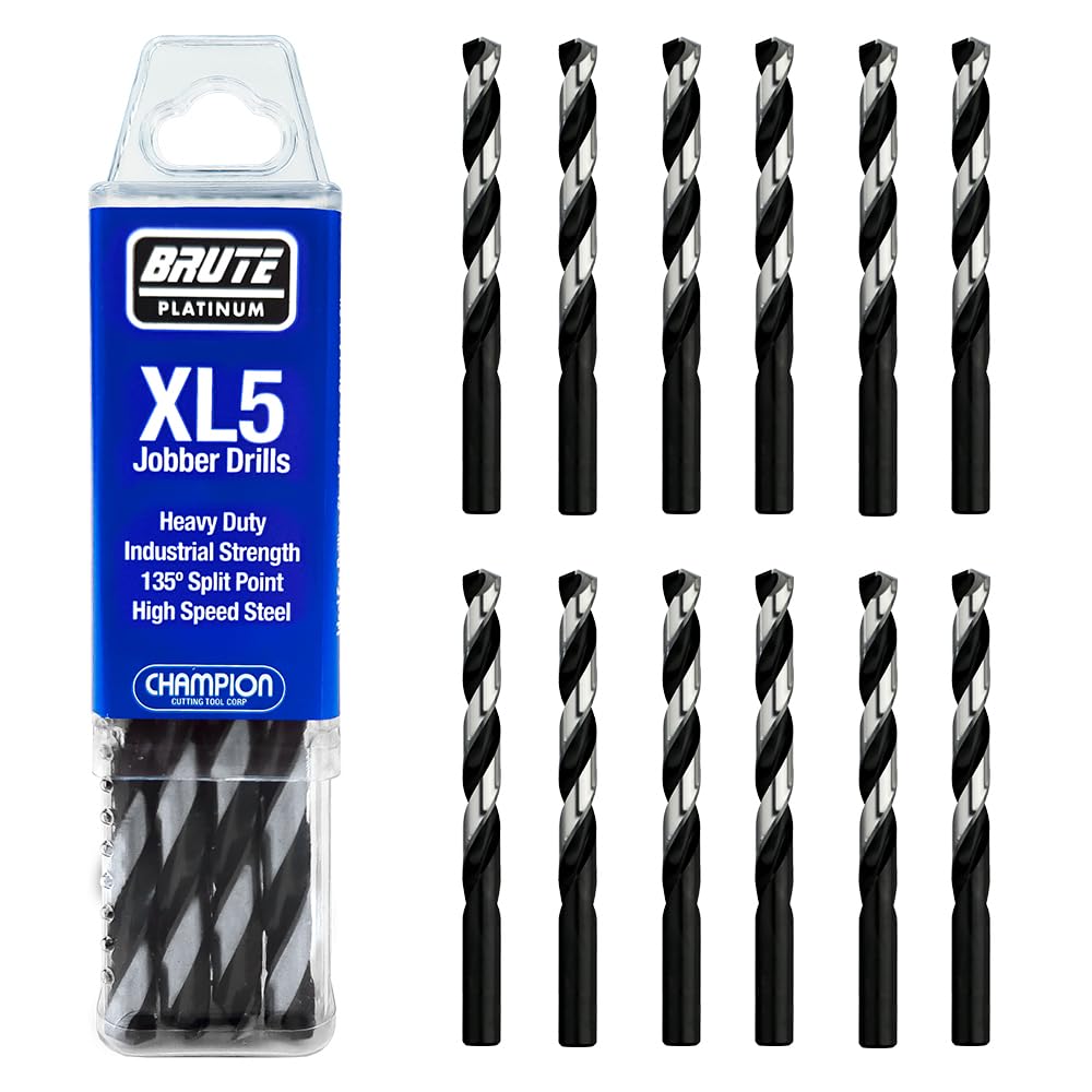 Champion Cutting Tool Brute Platinum XL5-1/4 Heavy Duty Jobber Drill Bits (12 per pack): Made In USA