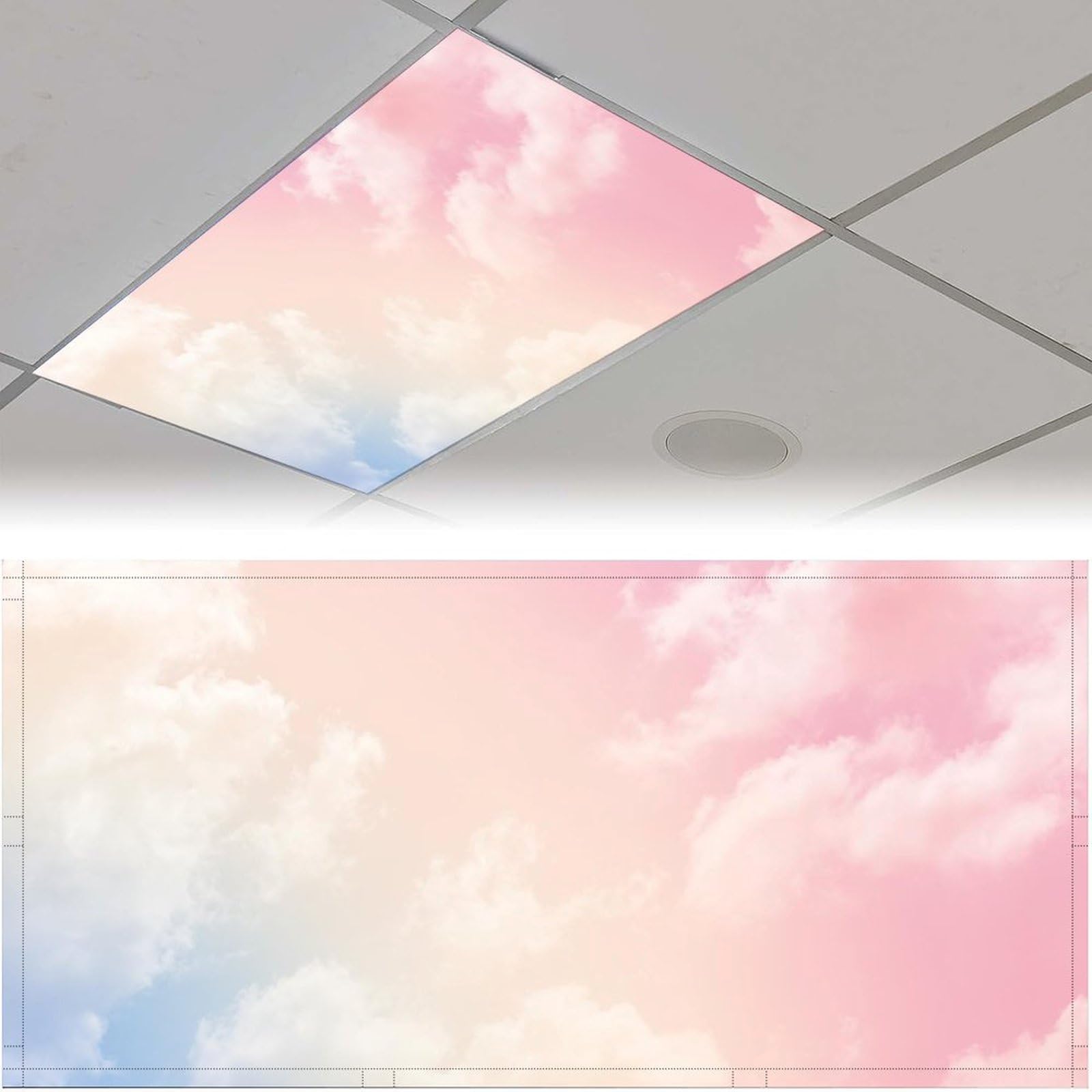 Photo 1 of 2PCS Magnetic Fluorescent Light Covers for Classroom, Home, OfficeCeiling Lights - Drop Ceiling Lamp Decor Filters 4x2Feet (Cloud)