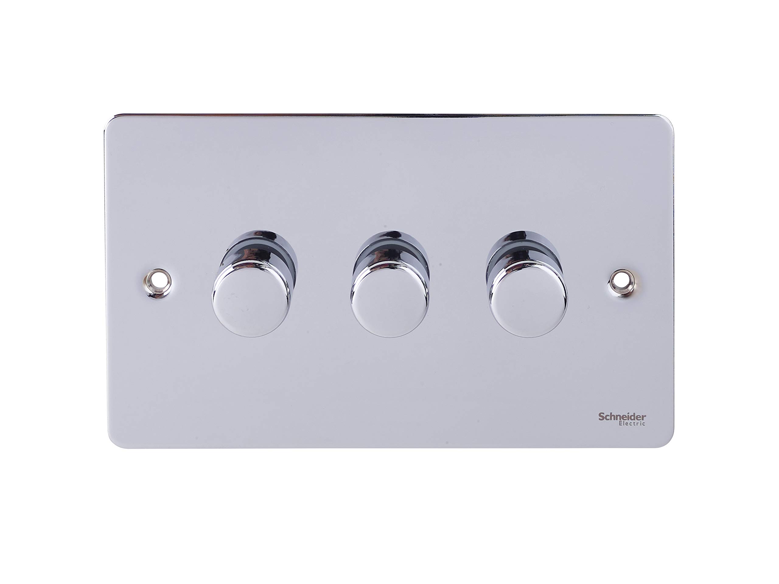 Schneider Electric Ultimate Flat Plate - 3 Gang 2 Way LED Dimmer Light Switch, 75W/VA, GU6232LPC, Polished Chrome โ image 1
