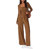 BTFBM Women's Fall Lounge Sets 3 Piece Outfit Tracksuits Casual Long Sleeve Tops High Waisted Sweatpants Set