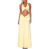 Women's 2 Piece Outfit Sexy Twist Crop Top and Bodycon Skirt Set Sleeveless Summer Y2K Pure Style Long Dress Going Out Set