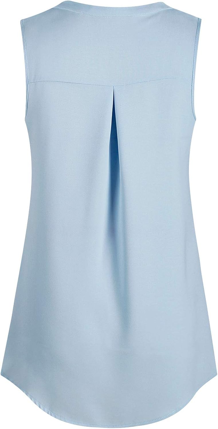 sleeveless pale blue chiffon top