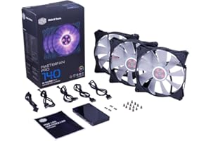 Cooler Master MasterFan Pro 140 Air Flow RGB- 140mm High Air Flow RGB Case Fan, 3 in 1 with RGB LED Controller, Computer Case