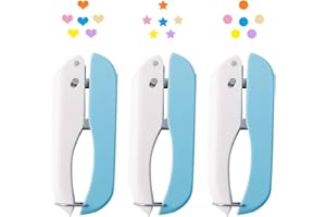 UCEC 3 Pack Paper Craft Hole Punch Shapes, 1/4 Inch Single Hole Puncher for Crafts, Small Handheld Circle Star Hole Punch Heart Hole Punches, 3 Heart Star Hole Puncher for Tags Clothing Ticket