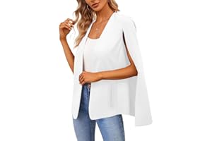 EGOCKAL Women's Cape Blazer Split Long Sleeve Open Front Blazer Jacket Business Casual Suit Tops Cardigan Coats