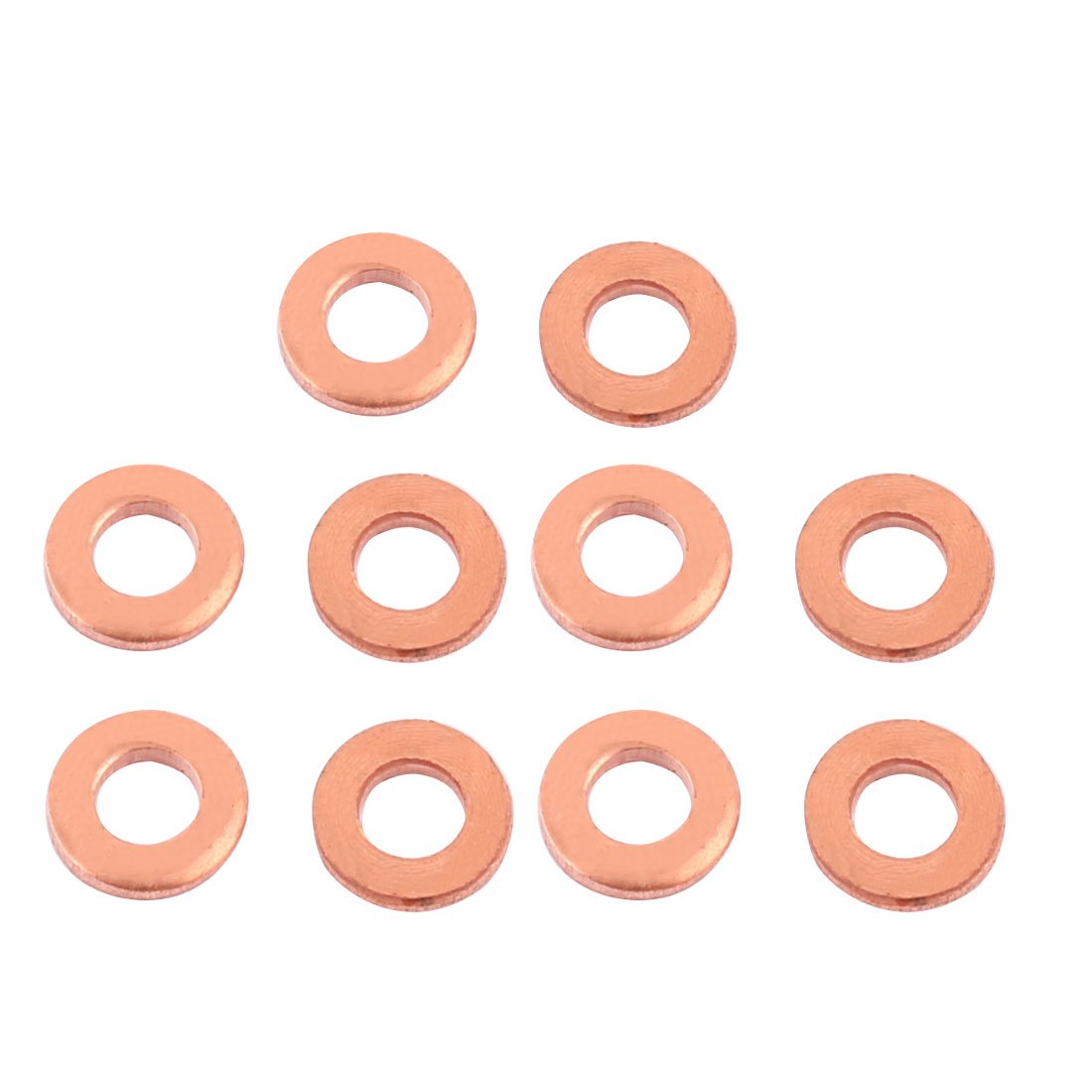 sourcing map 10pcs 6mm x 10mm x 1mm Flat Ring Copper Crush Washer Sealing Gasket Fastener โ image 1