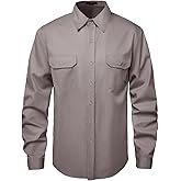SKSAFETY 7oz FR Shirts for Men, Welding Shirt Hi Vis Flame Resistant 100% Cotton Fire Retardant Longsleeve Shirt CAT2