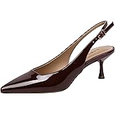 Yumlon Pointed Toe Brown Kitten Heels for Women's Pumps 2.24 Inch Closed Toe Slingback Heel Wedding Shoes Dress Formal Heeled Shoes Brown Patent 8.5M