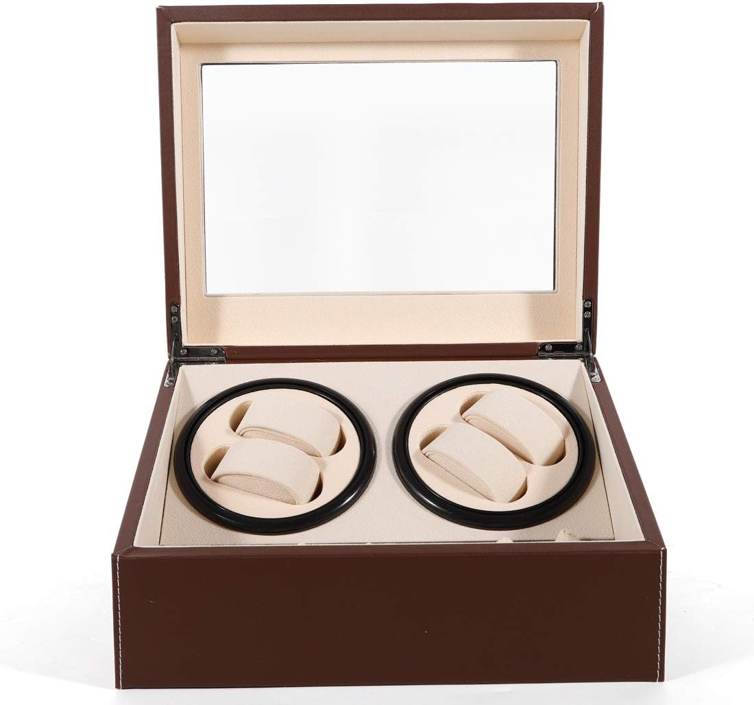 SHZICMY Automatic Watch Winder Display Box, 4+6 Leather Rotating Display Box Luxury Storage Case (USA Stock) (Brown): Home & Kitchen
