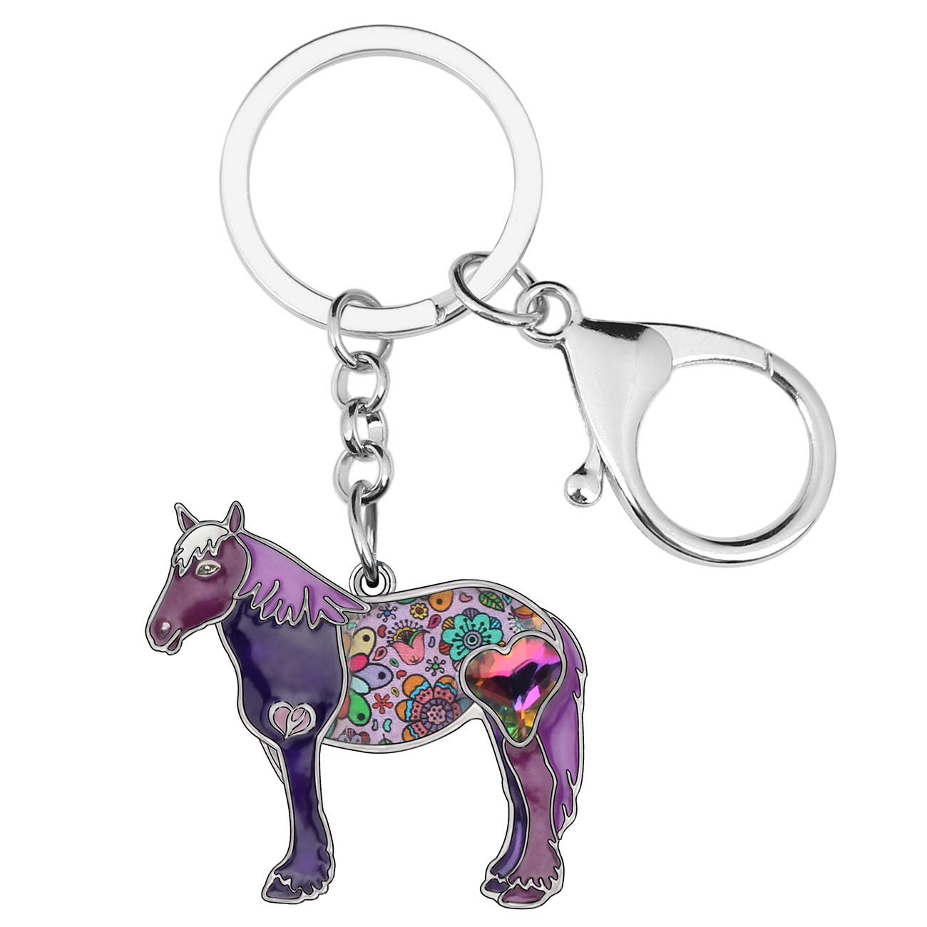 NEWEI Enamel Pony Horse Keychain Cute Keyrings for Women Girls Purse Bag Charm (Wine)
