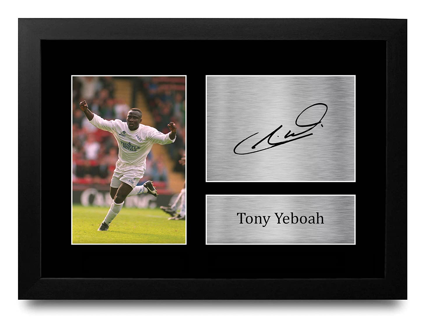 HWC Trading FR A4 Tony Yeboah Leeds United Gifts Printed Signed Autograph Picture for Football Fans and Supporters - A4 Framed