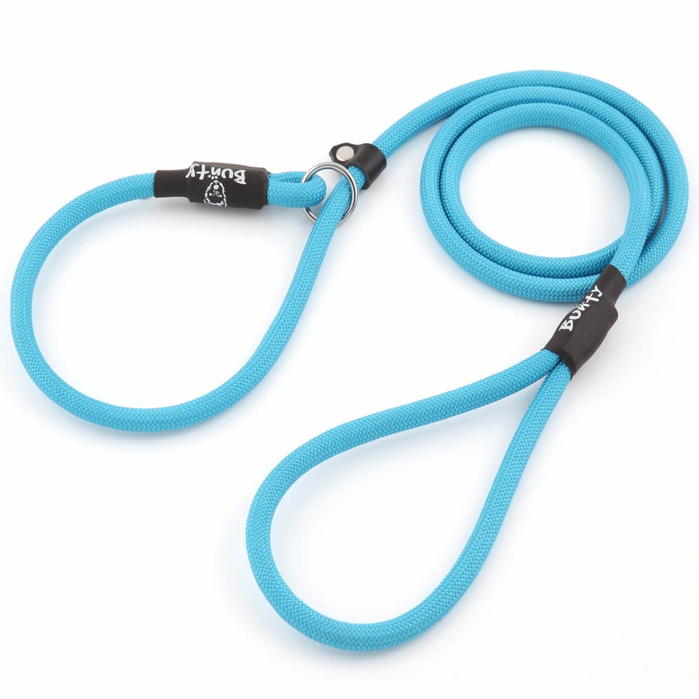 Bunty Rope Slip Lead for Dogs, Small | Anti Pull Dog Lead, One-Size-Fits-All, Durable Woven Nylon, Ideal for All Dogs - No Pull Training Aid, No Collar Needed - 120cm, Light Blue